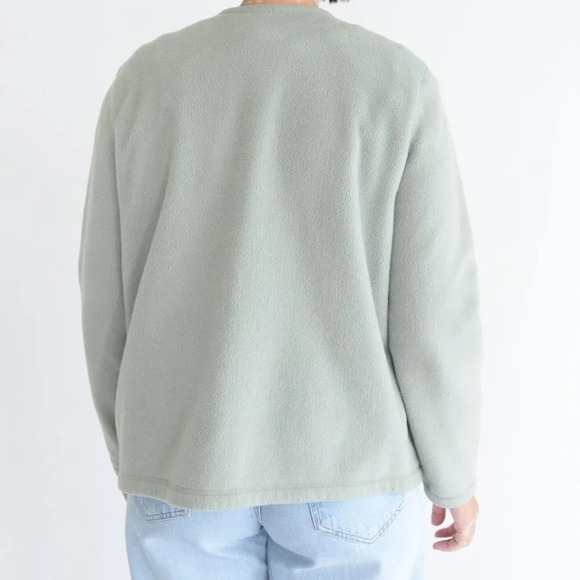 Vintage Croft & Barrow Sage Embroidered Snowman Christmas Zip Fleece Cardigan M - Picture 3 of 11